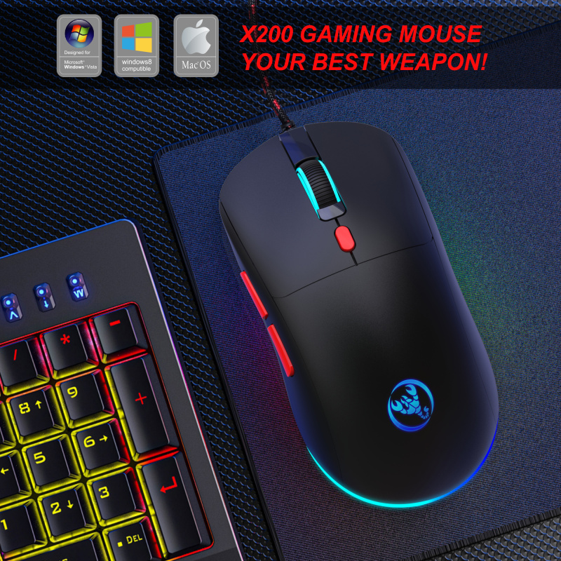 Wired Mouse with colorful illuminated 6 keys